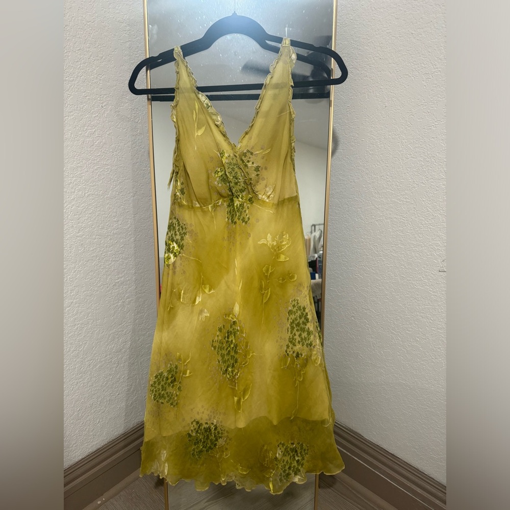 Elegant Yellow Floral Dress